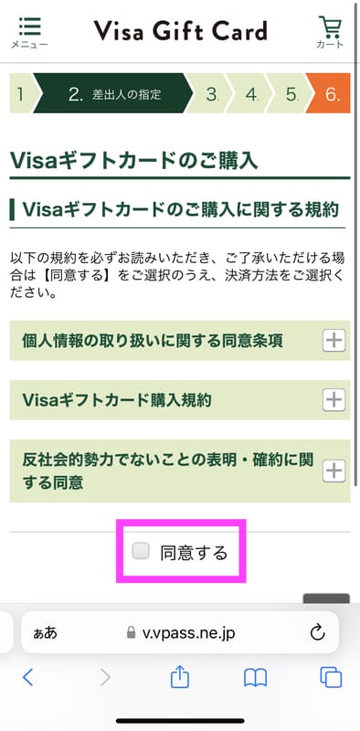 Visaギフトカードの購入手順5