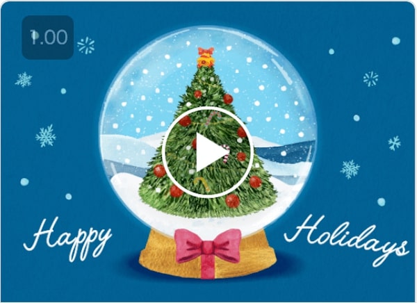 クリスマスツリーの動画と音が鳴るクリスマス用のAmazonギフト券Eメールタイプ