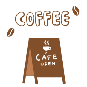 コーヒーのロゴと看板